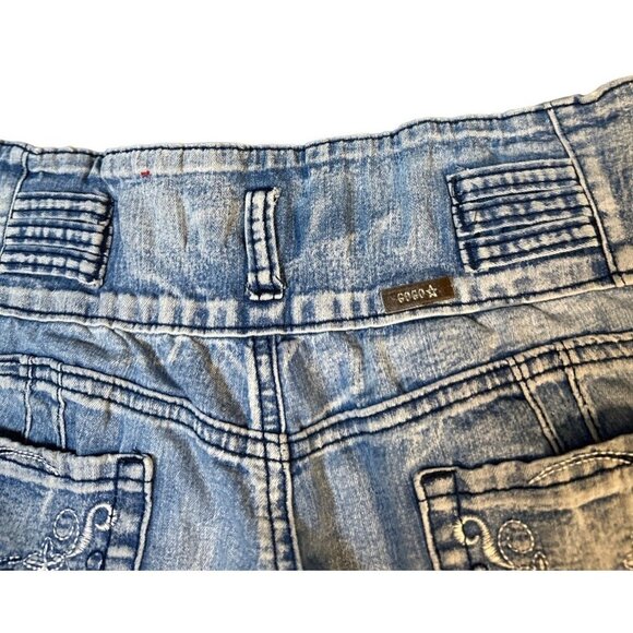GOGO Star Girls Junior Distressed Crop Short Pants Blue Size 9 Sku 2531 - Picture 3 of 12